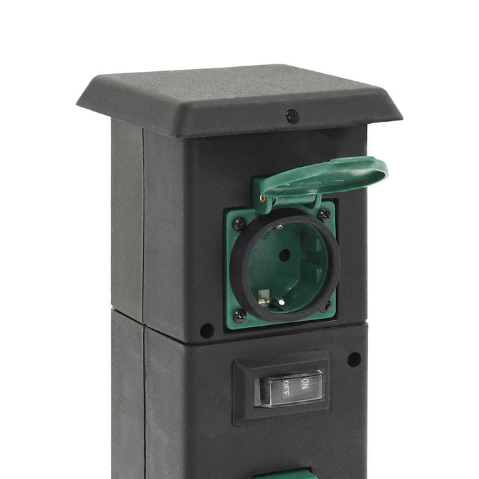 Coloană priză de exterior cu 4 căi, negru/verde, 16x16x39,5 cm - WALTI WALTI