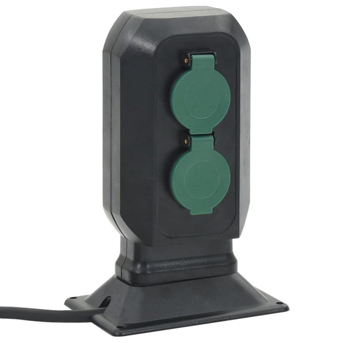 Priză de exterior cu țăruș și 2 căi, negru/verde, 15,5x11x24 cm - WALTI WALTI