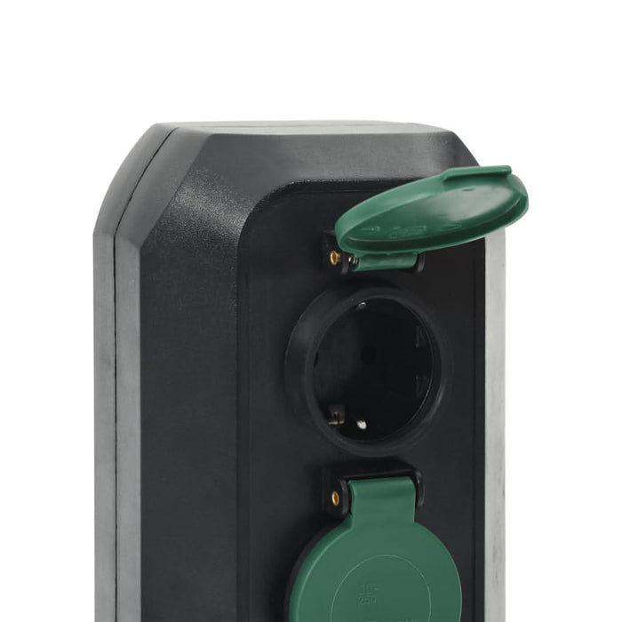 Priză de exterior cu țăruș și 2 căi, negru/verde, 15,5x11x24 cm - WALTI WALTI