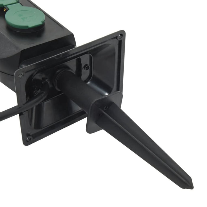 Priză de exterior cu țăruș și 2 căi, negru/verde, 15,5x11x24 cm - WALTI WALTI