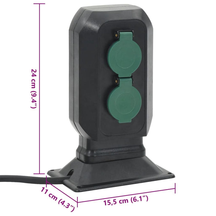 Priză de exterior cu țăruș și 2 căi, negru/verde, 15,5x11x24 cm - WALTI WALTI