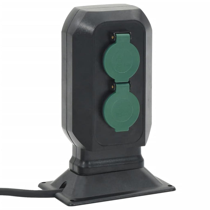 Priză de exterior cu țăruș și 4 căi, negru/verde, 15,5x11x24 cm - WALTI WALTI