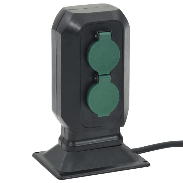 Priză de exterior cu țăruș și 4 căi, negru/verde, 15,5x11x24 cm - WALTI WALTI