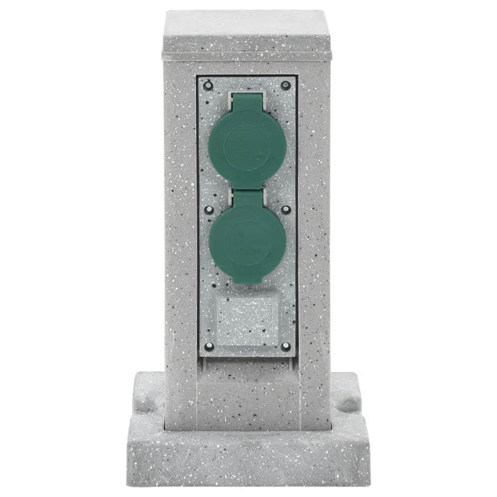 Priză de exterior cu țăruș și 4 căi, gri piatră, 16x16x29,5 cm - WALTI WALTI