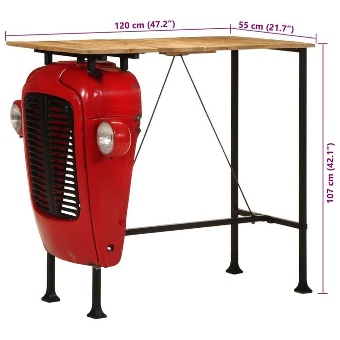 Masă bar stil tractor roșu/maro 55x120x107 cm lemn masiv mango - WALTI WALTI