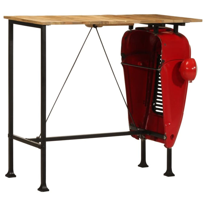 Masă bar stil tractor roșu/maro 55x120x107 cm lemn masiv mango - WALTI WALTI