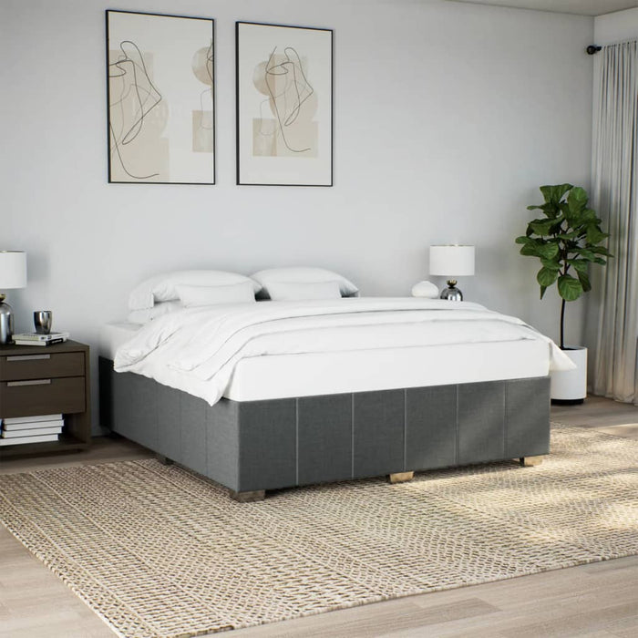 Cadru de pat fără saltea, gri închis, 200x200 cm, textil WALTI
