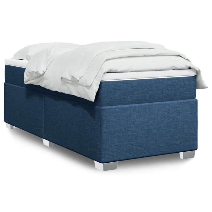 Pat box spring cu saltea, albastru, 90x190 cm, textil - WALTI WALTI