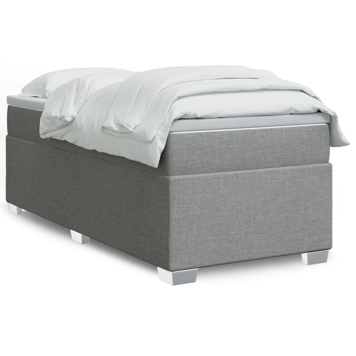 Pat box spring cu saltea, gri deschis, 90x200 cm, textil - WALTI WALTI