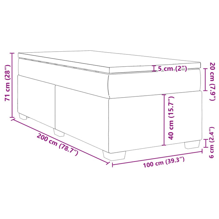 Pat box spring cu saltea, negru, 100x200 cm, textil - WALTI WALTI
