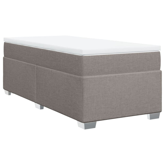 Pat box spring cu saltea, gri taupe, 100x200 cm, textil WALTI