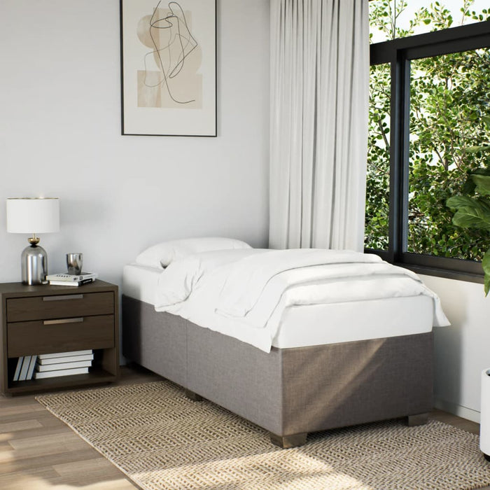 Pat box spring cu saltea, gri taupe, 100x200 cm, textil WALTI