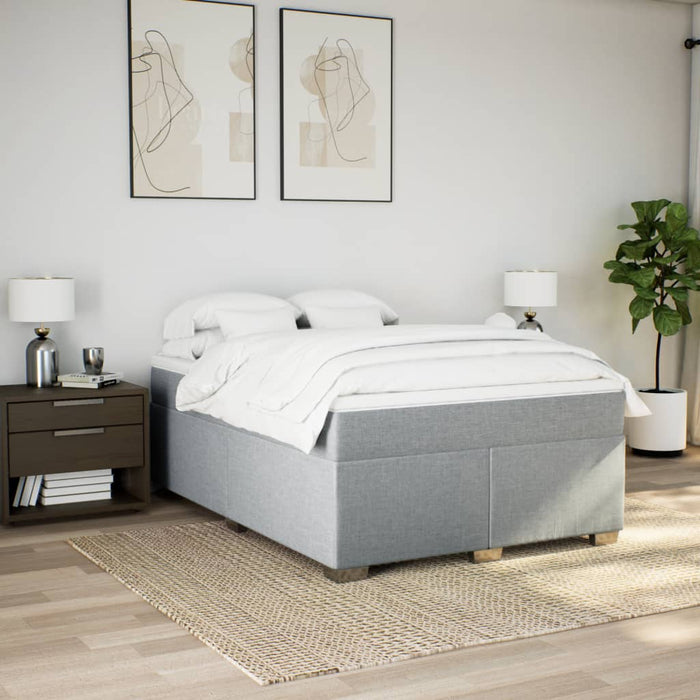 Pat box spring cu saltea, gri deschis, 140x190 cm, textil - WALTI WALTI