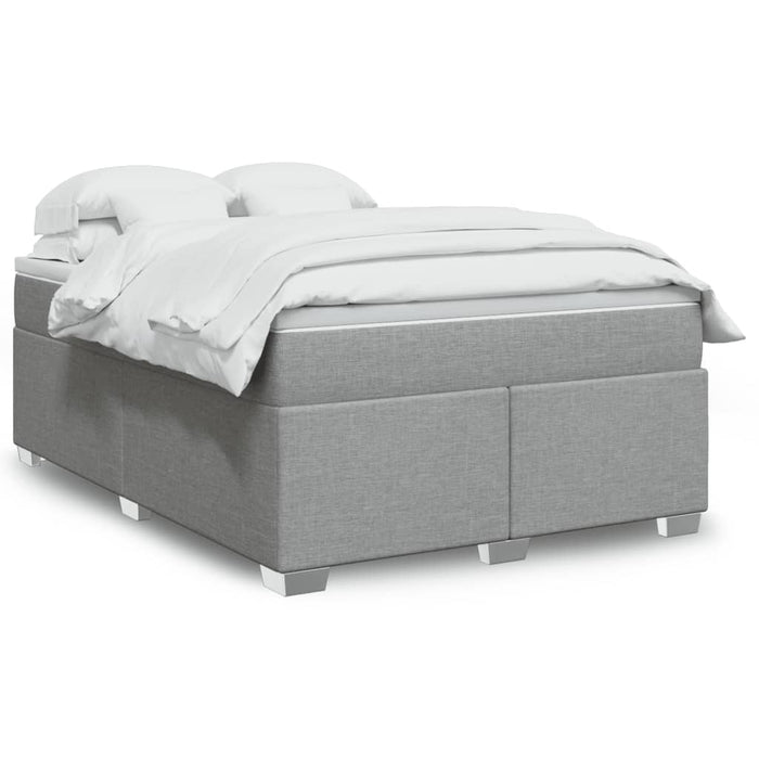 Pat box spring cu saltea, gri deschis, 140x190 cm, textil - WALTI WALTI