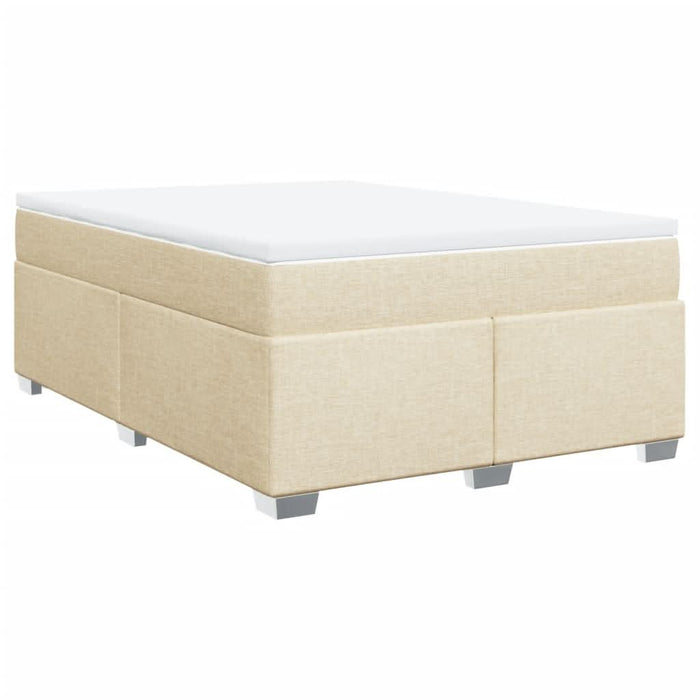 Pat box spring cu saltea, crem, 160x200 cm, material textil - WALTI WALTI