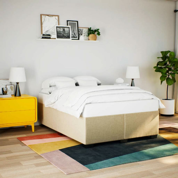 Pat box spring cu saltea, crem, 160x200 cm, material textil - WALTI WALTI