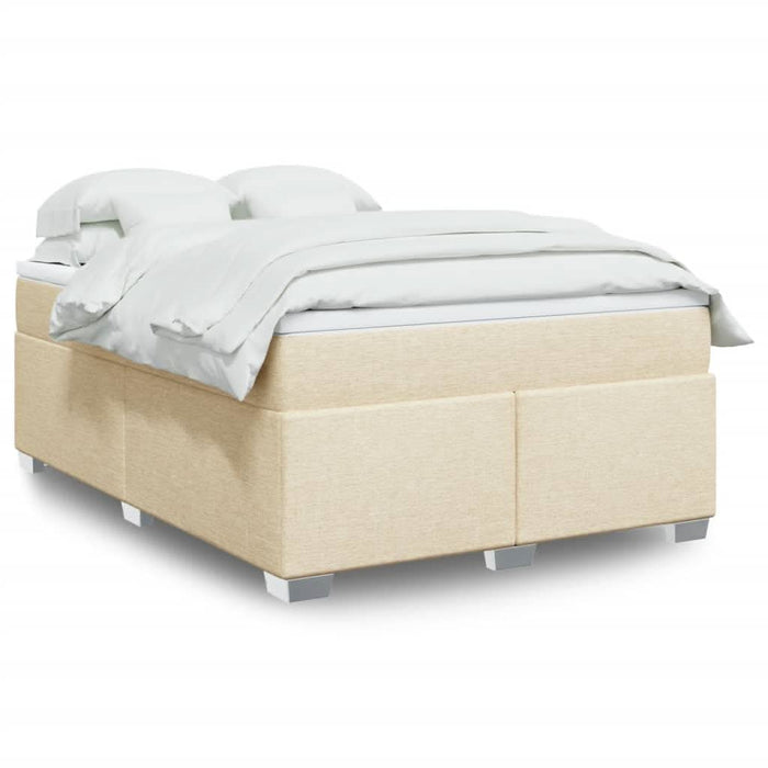 Pat box spring cu saltea, crem, 160x200 cm, material textil - WALTI WALTI