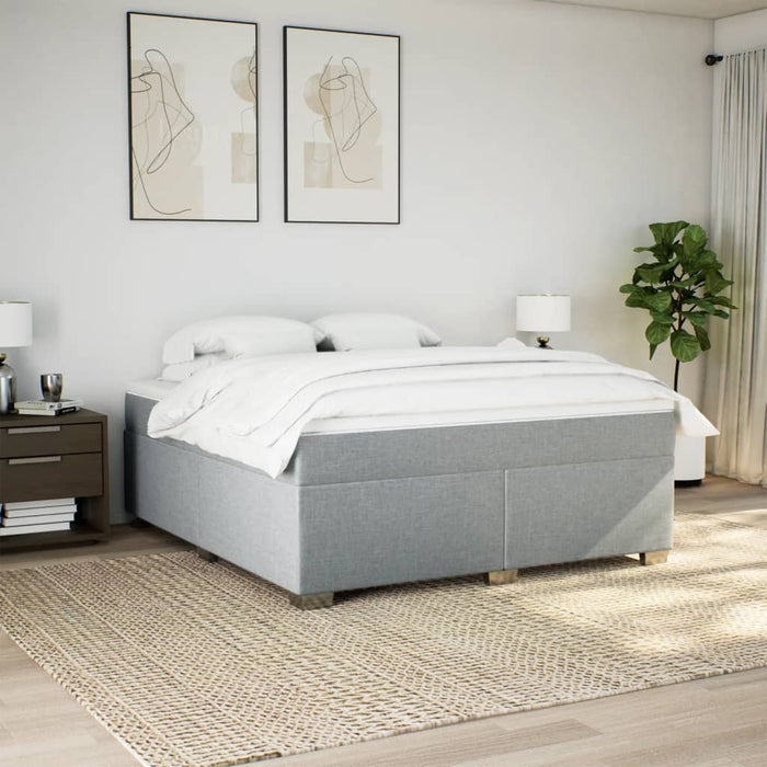Pat box spring cu saltea, gri deschis, 200x200 cm, textil - WALTI WALTI