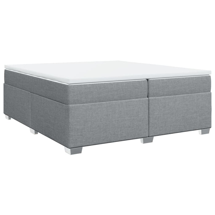 Pat box spring cu saltea, gri deschis, 200x200 cm, textil - WALTI WALTI
