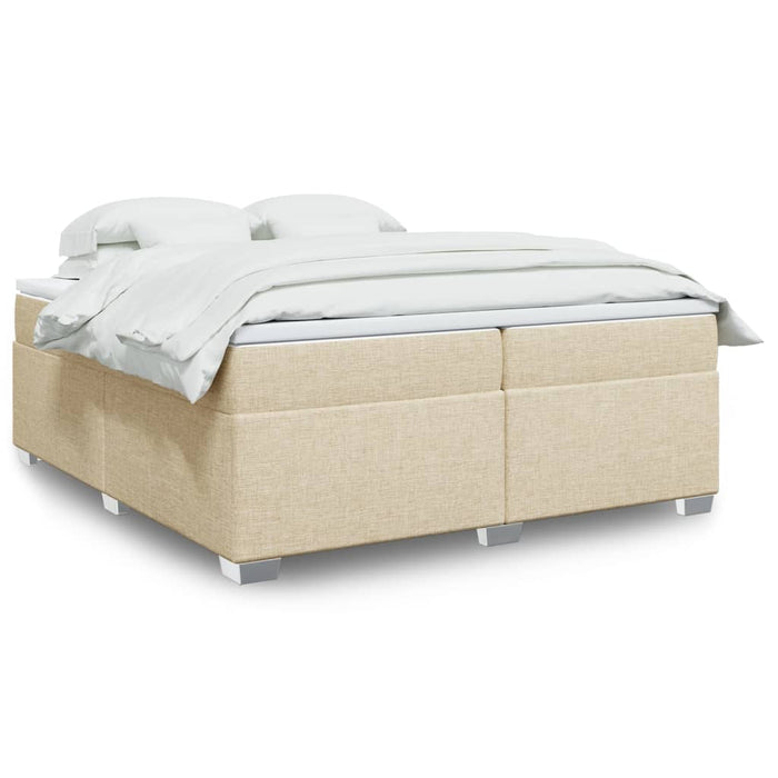 Pat box spring cu saltea, crem, 200x200 cm, textil - WALTI WALTI