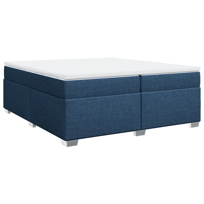 Pat box spring cu saltea, albastru, 200x200 cm, textil - WALTI WALTI
