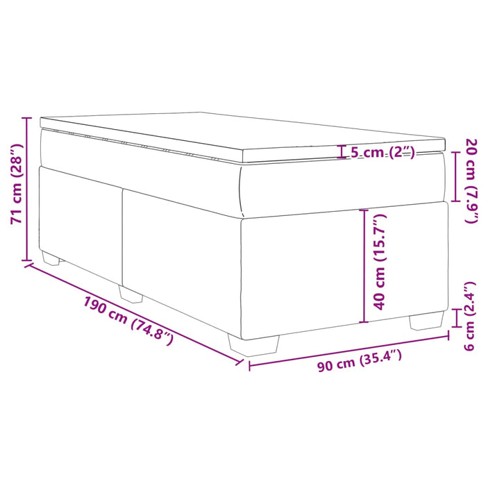 Pat box spring cu saltea, negru, 90x190 cm, textil - WALTI WALTI