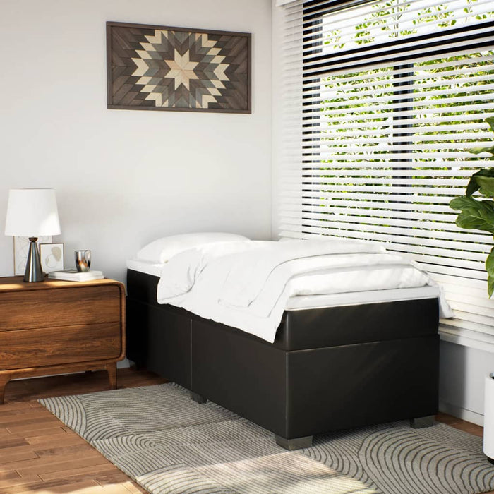 Pat continental cu saltea, negru, 80x200 cm, piele ecologică - WALTI WALTI