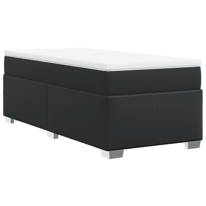 Pat continental cu saltea, negru, 80x200 cm, piele ecologică - WALTI WALTI