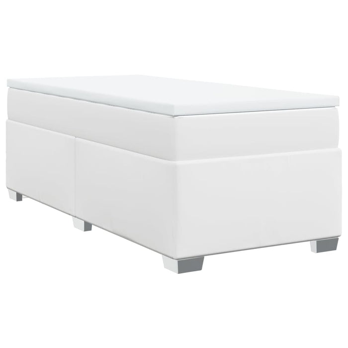 Pat box spring cu saltea, alb, 80x200 cm, piele ecologică - WALTI WALTI