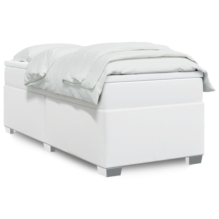 Pat box spring cu saltea, alb, 80x200 cm, piele ecologică - WALTI WALTI