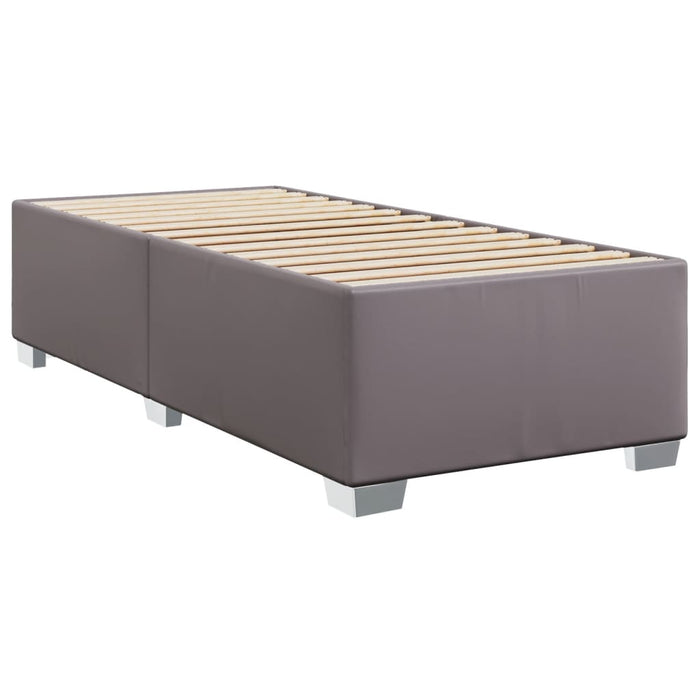Pat box spring cu saltea, gri, 80x200 cm, piele ecologică WALTI