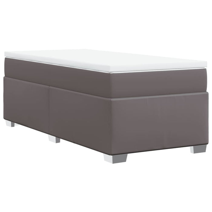 Pat box spring cu saltea, gri, 80x200 cm, piele ecologică WALTI
