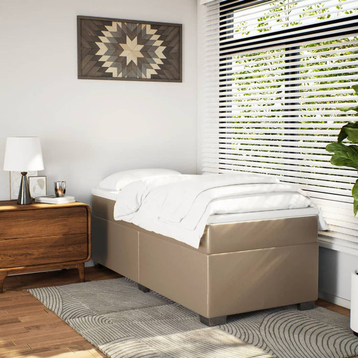 Pat box spring cu saltea, cappuccino, 80x200 cm piele ecologică - WALTI WALTI