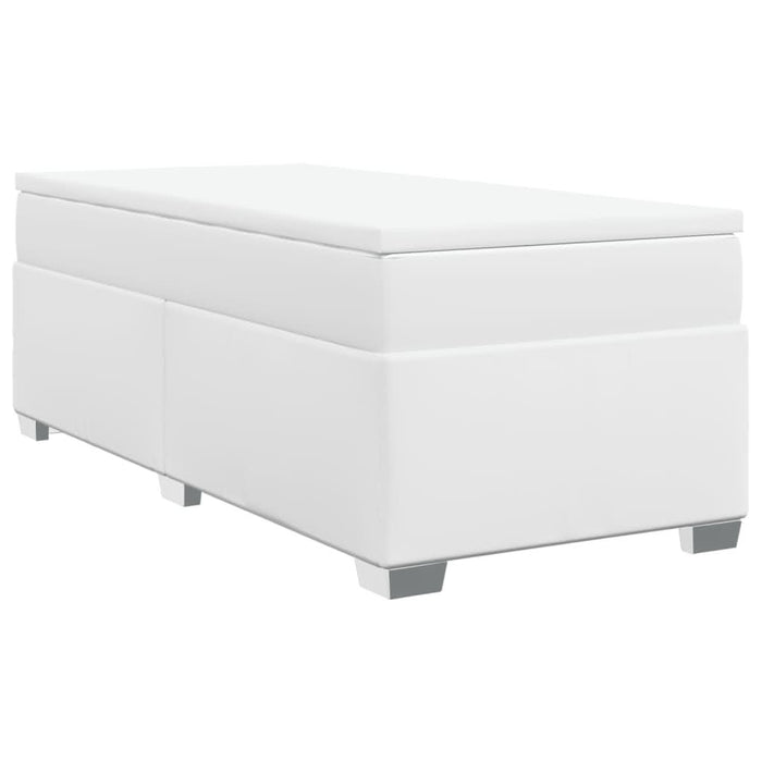 Pat box spring cu saltea, alb, 90x190 cm, piele ecologică - WALTI WALTI