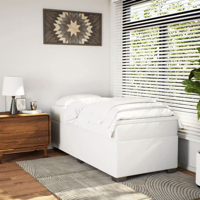 Pat box spring cu saltea, alb, 90x190 cm, piele ecologică - WALTI WALTI