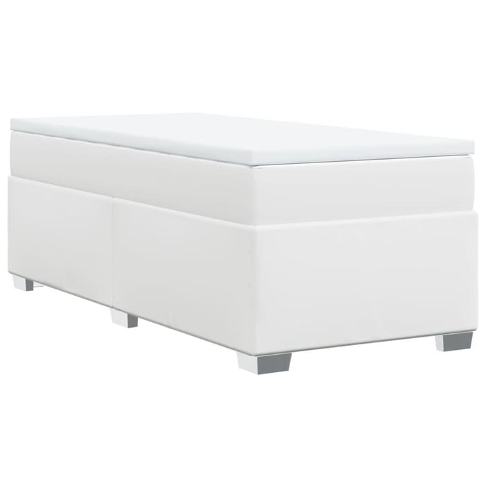 Pat box spring cu saltea, alb, 90x190 cm, piele ecologică - WALTI WALTI