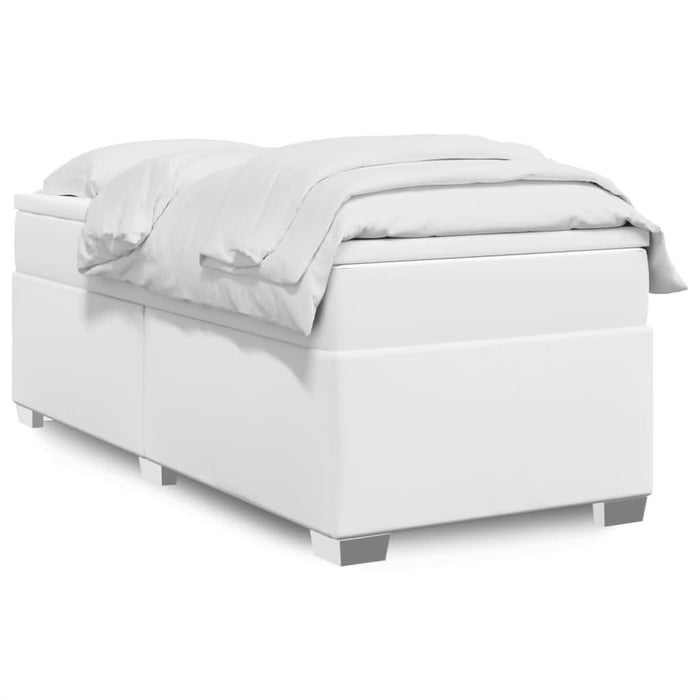 Pat box spring cu saltea, alb, 90x190 cm, piele ecologică - WALTI WALTI