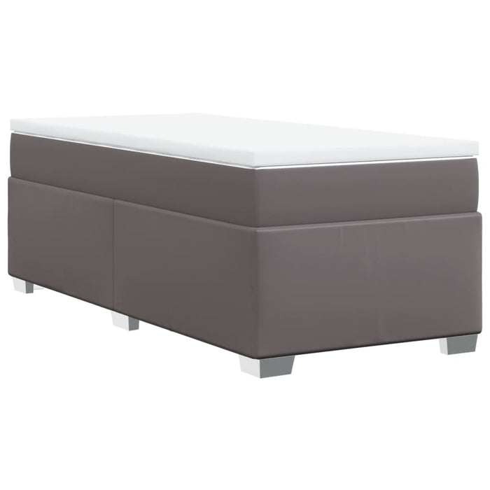 Pat box spring cu saltea, gri, 90x190 cm, piele ecologică - WALTI WALTI