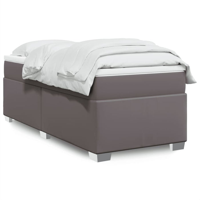 Pat box spring cu saltea, gri, 90x190 cm, piele ecologică - WALTI WALTI