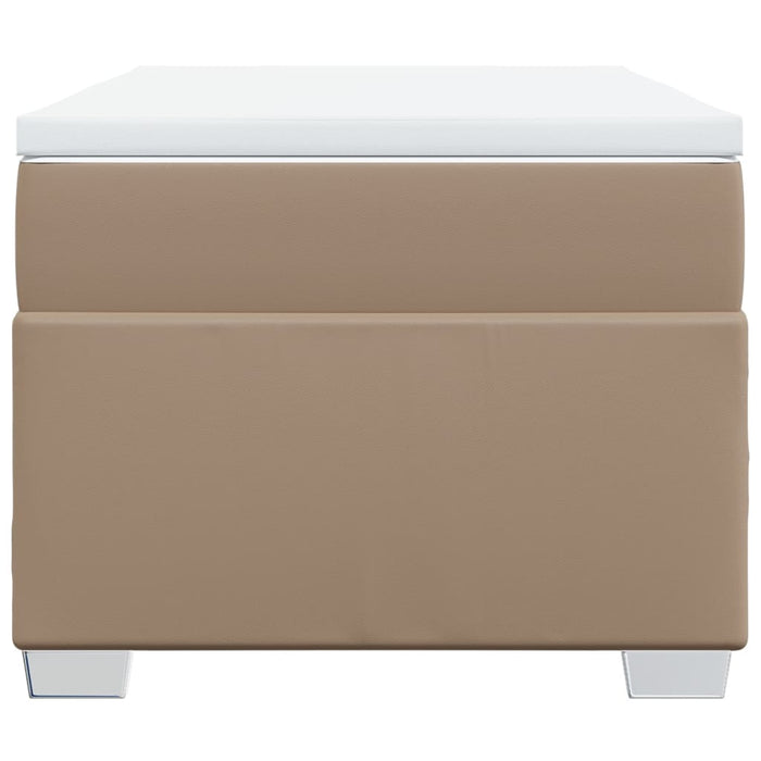 Pat box spring cu saltea, cappuccino, 90x190 cm piele ecologică WALTI