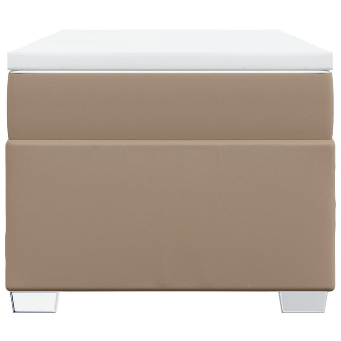 Pat box spring cu saltea, cappuccino, 90x200 cm piele ecologică WALTI