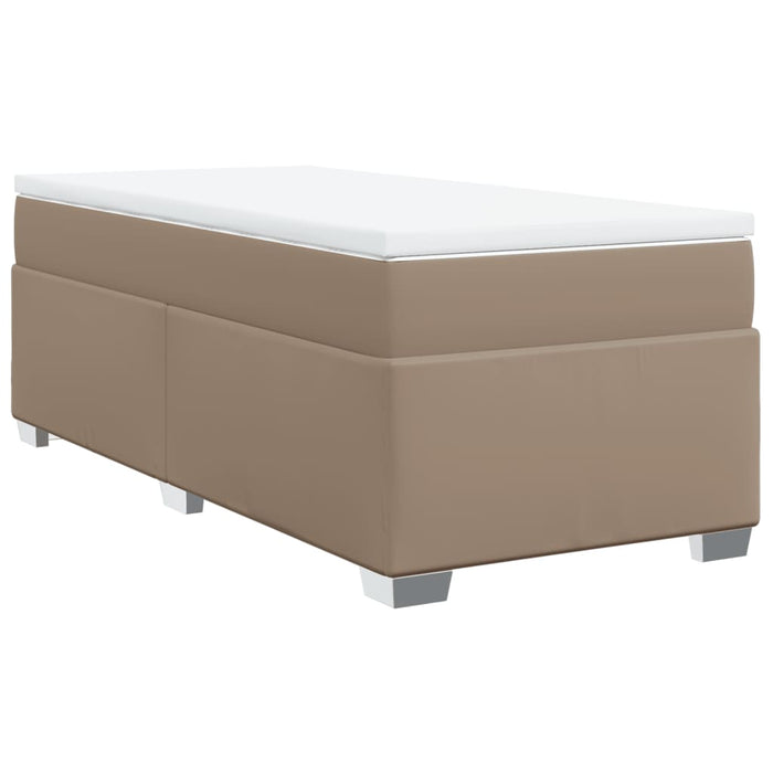Pat box spring cu saltea, cappuccino, 90x200 cm piele ecologică WALTI