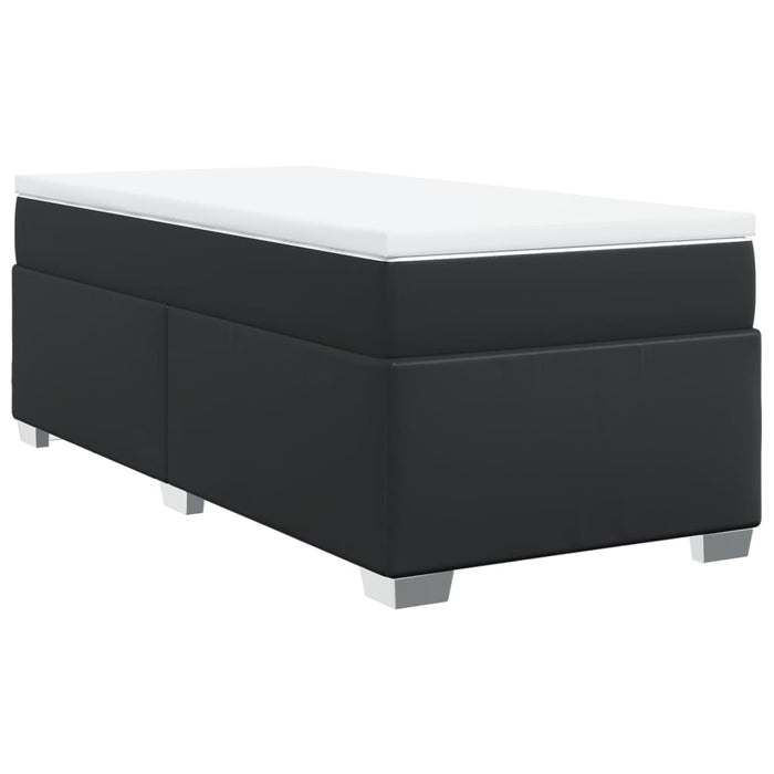 Pat box spring cu saltea, negru, 100x200 cm, piele ecologică - WALTI WALTI