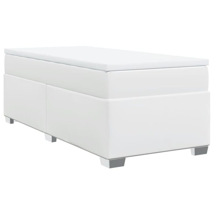 Pat box spring cu saltea, alb, 100x200 cm, piele ecologică - WALTI WALTI