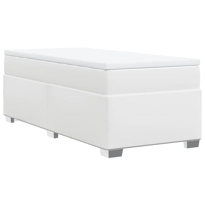 Pat box spring cu saltea, alb, 100x200 cm, piele ecologică - WALTI WALTI