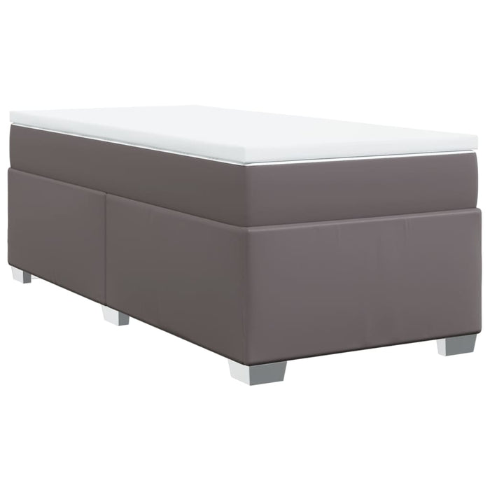 Pat box spring cu saltea, gri, 100x200 cm, piele ecologică - WALTI WALTI
