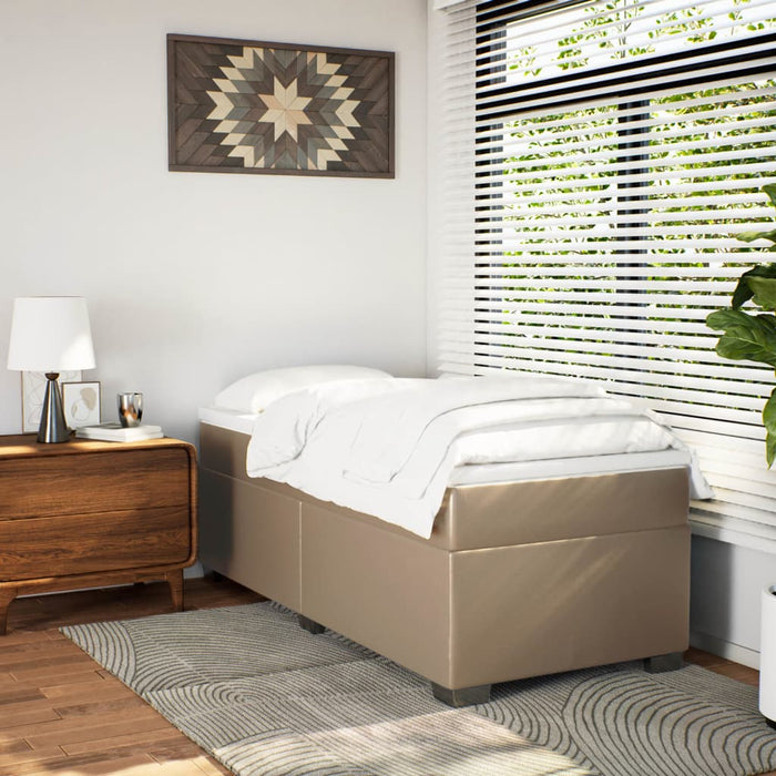 Pat box spring cu saltea, cappuccino, 100x200cm piele ecologică - WALTI WALTI