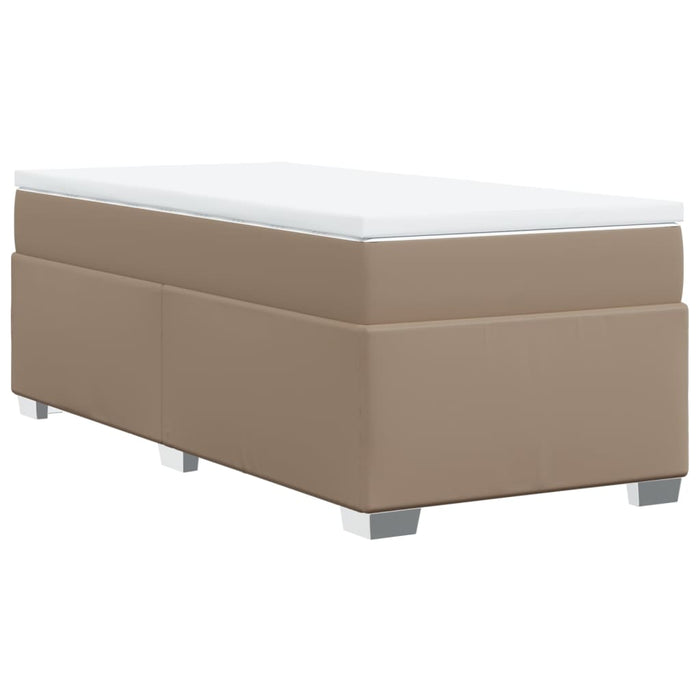 Pat box spring cu saltea, cappuccino, 100x200cm piele ecologică - WALTI WALTI