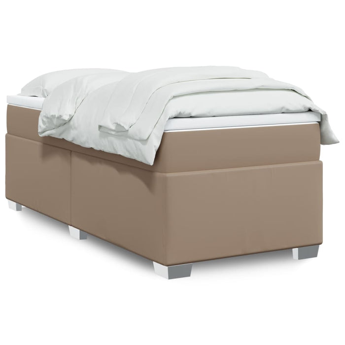 Pat box spring cu saltea, cappuccino, 100x200cm piele ecologică - WALTI WALTI