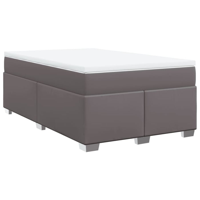 Pat box spring cu saltea, gri, 120x190 cm, piele ecologică - WALTI WALTI